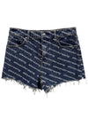 Byte Logo Monogram Denim Shorts Blue - ALEXANDER WANG - BALAAN.