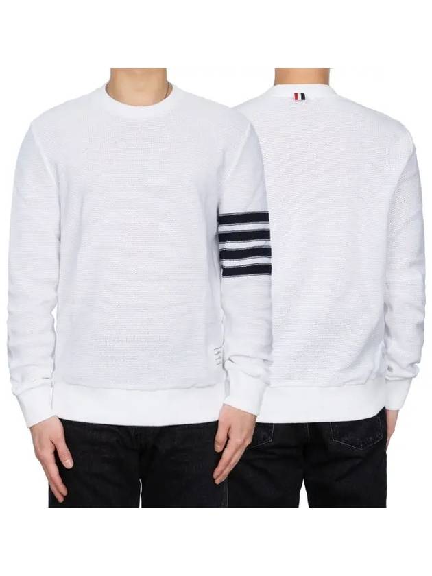 Open Raschel Stitch 4-Bar Sweatshirt White - THOM BROWNE - BALAAN 2