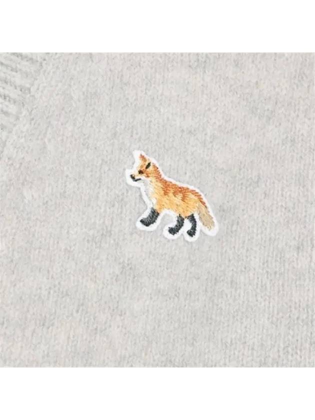 Baby Fox Patch V-neck Cardigan Light Grey - MAISON KITSUNE - BALAAN 8