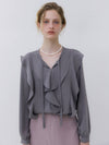 Rowan frill blouse Grey - LUGNER - BALAAN 2