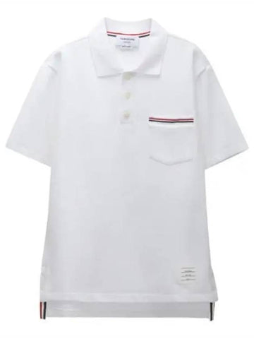 RWB Pocket Cotton Interlock Pique Short Sleeve Tee Collar T shirt - THOM BROWNE - BALAAN 1