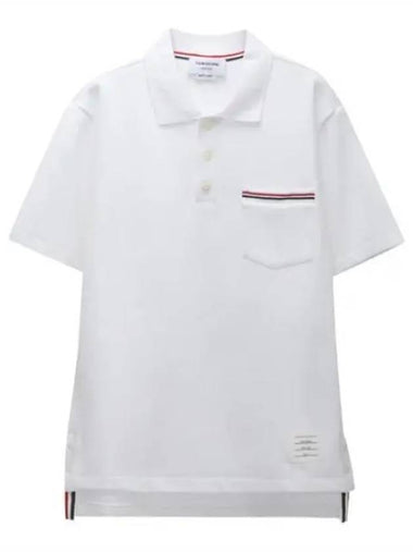 RWB Pocket Cotton Interlock Pique Short Sleeve Tee Collar T shirt - THOM BROWNE - BALAAN 1