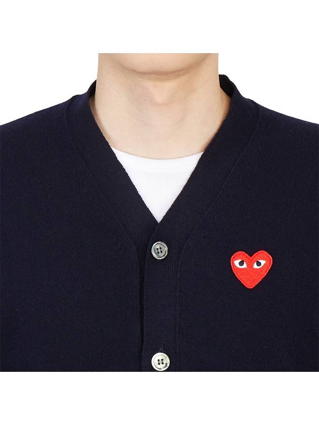 Play Red Waffen V-neck Cardigan Navy - COMME DES GARCONS - BALAAN 7