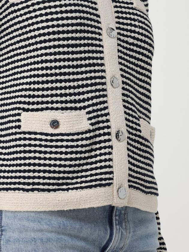 Cardigan a girocollo Tory Burch in cotone a righe - TORY BURCH - BALAAN 3