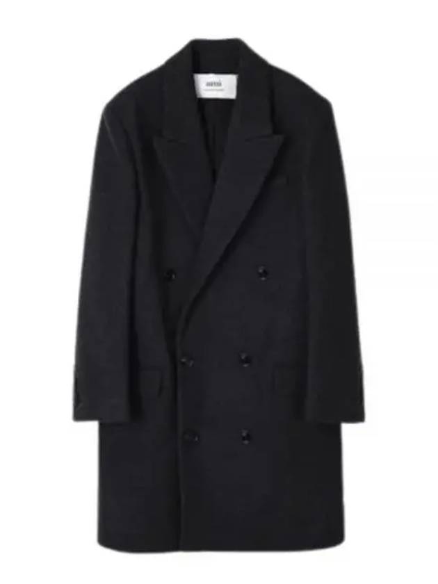 Breasted Double Coat Heather Grey - AMI - BALAAN 2