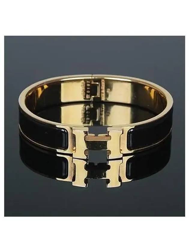 CLIC Click Ash Gold Black Color PM Bangle Bracelet - HERMES - BALAAN 1