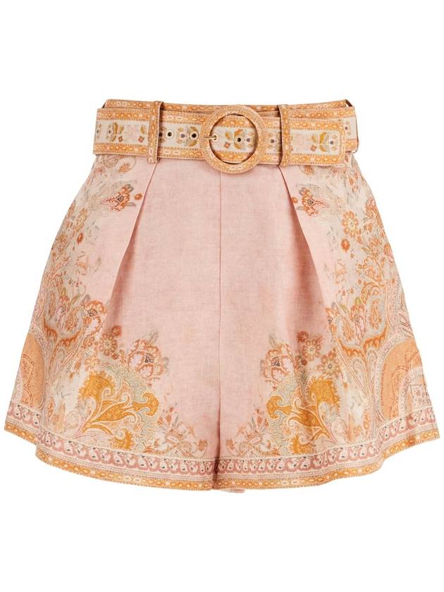 high-waisted floral cream linen shorts - ZIMMERMANN - BALAAN 1