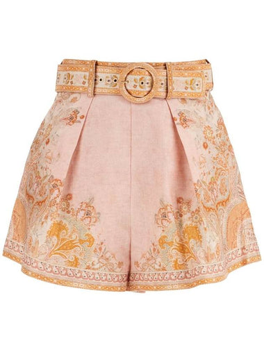 high-waisted floral cream linen shorts - ZIMMERMANN - BALAAN 1