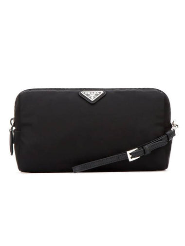 Triangle Logo Re-Nylon Pouch Bag Black - PRADA - BALAAN 1