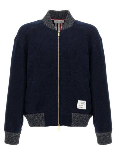 Fleece Stripe Wool Bomber Jacket Navy - THOM BROWNE - BALAAN 2