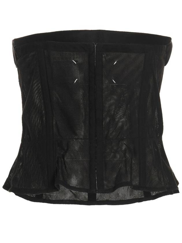 Women's Back Stitch Mesh Corset Black - MAISON MARGIELA - BALAAN 3