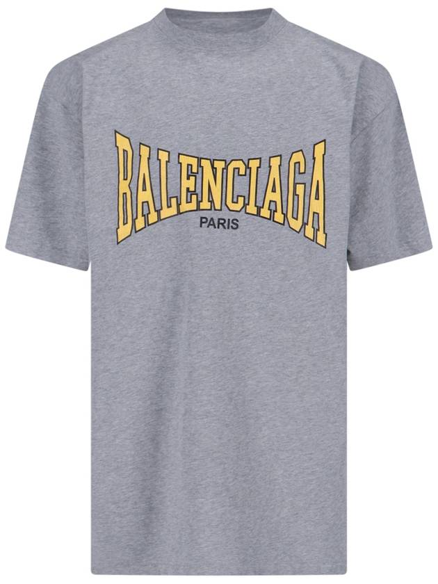 Logo Print Short Sleeve T-Shirt Grey - BALENCIAGA - BALAAN 2