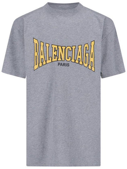 Logo Print Short Sleeve T-Shirt Grey - BALENCIAGA - BALAAN 2