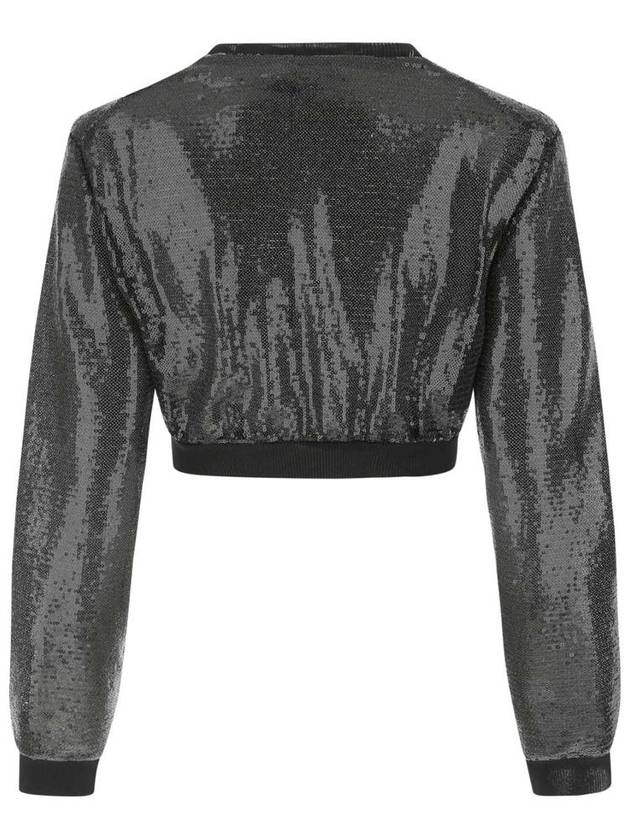 Women's Sequin Embroidery Tulle Crop Cardigan Black - PRADA - BALAAN 3