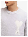 Intarsia Heart Logo Knit Top Earl Grey Ivory - AMI - BALAAN 4