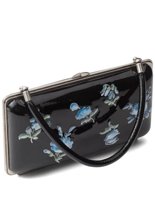 Floral Print Leather Clutch Bag Black - PRADA - BALAAN 6