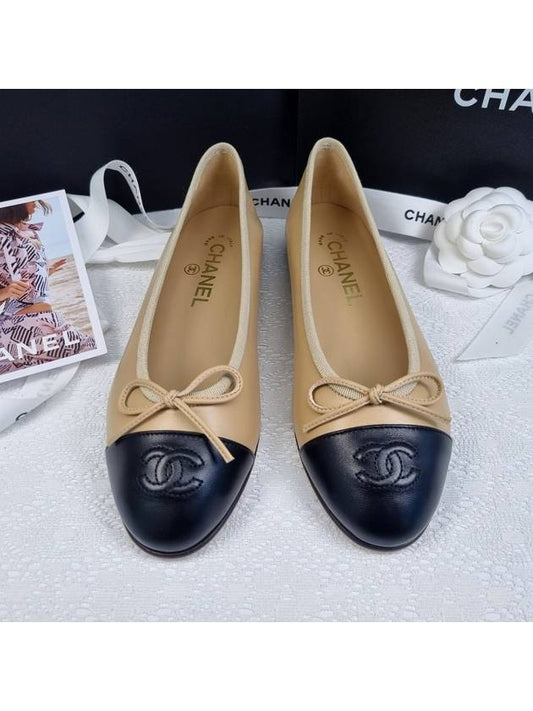 Ballerina Flat Lambskin & Beige Black - CHANEL - BALAAN 2