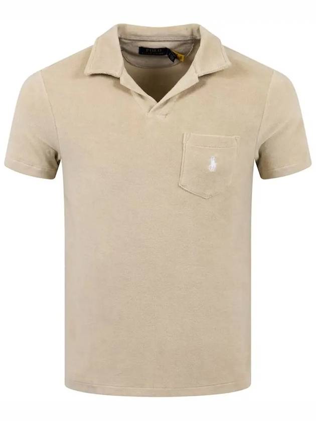 Embroidered Logo Pocket Short Sleeves Polo Shirt Beige - POLO RALPH LAUREN - BALAAN 3