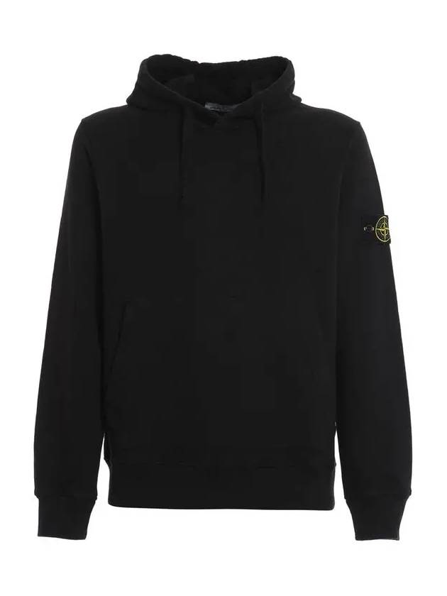 Wappen Patch Cotton Fleece Hoodie Black - STONE ISLAND - BALAAN 3