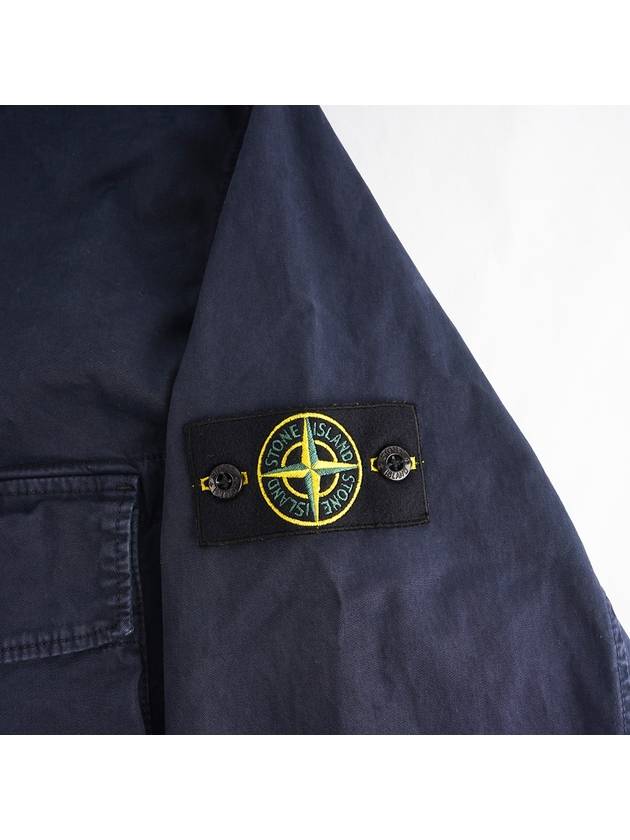 Garment Dyed Stretch Cotton Overshirt Navy - STONE ISLAND - BALAAN 6