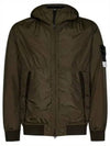 Men's Garment Dyed Crinkle Reps Recycled Nylon Primaloft TC Hooded Jacket Olive Green - STONE ISLAND - BALAAN 2