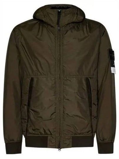 Men's Garment Dyed Crinkle Reps Recycled Nylon Primaloft TC Hooded Jacket Olive Green - STONE ISLAND - BALAAN 2