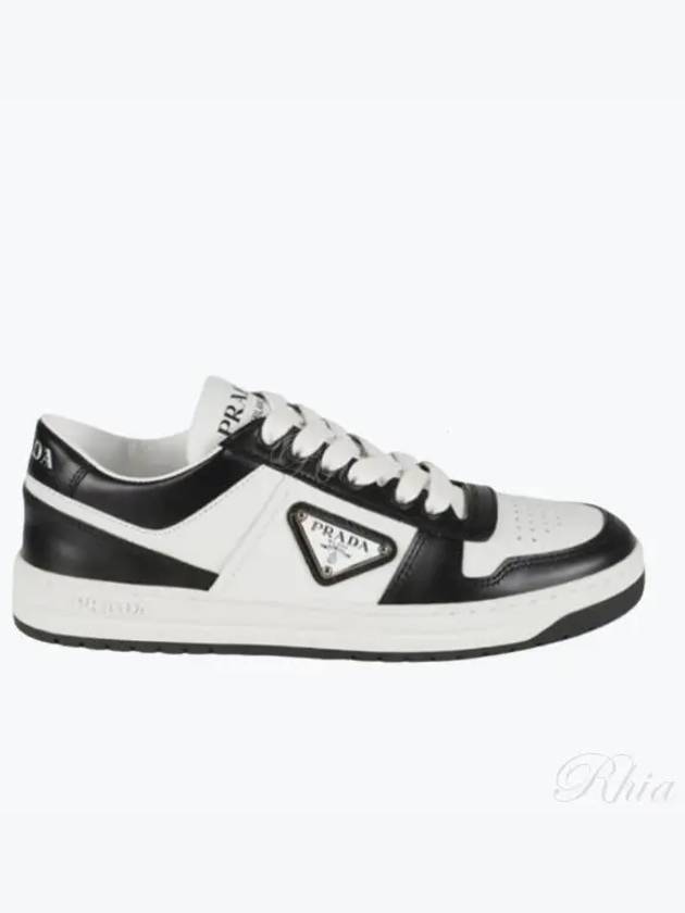 Downtown Perforated Leather Low Top Sneakers White Black - PRADA - BALAAN 2