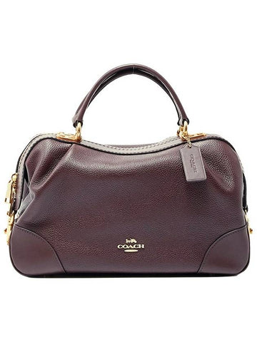 Burgundy Pebble Leather Satchel Tote Bag 69621 GDOXB - COACH - BALAAN 1