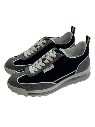 Melton Clear Sole Tech Runner Sneakers Navy Grey - THOM BROWNE - BALAAN 2