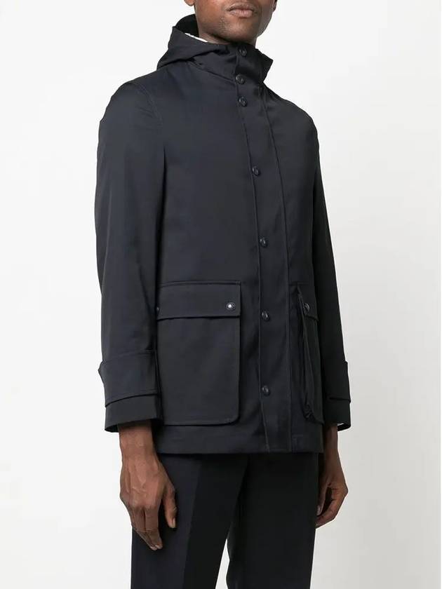 Nylon Tech Snap Front Rain Parka Navy - THOM BROWNE - BALAAN 5