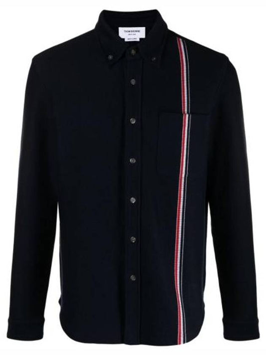 Double Face Knit Long Sleeve Shirt Navy - THOM BROWNE - BALAAN 1