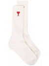 Chain Stitch Heart Logo Socks Offwhite - AMI - BALAAN 4