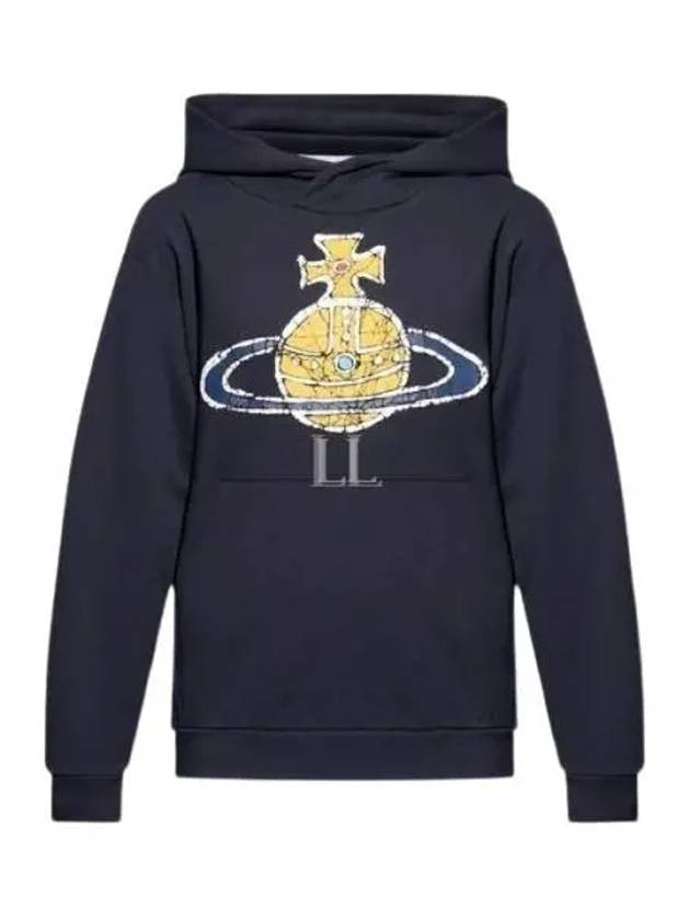 Embroidered Logo Cotton Hoodie Navy - VIVIENNE WESTWOOD - BALAAN 2