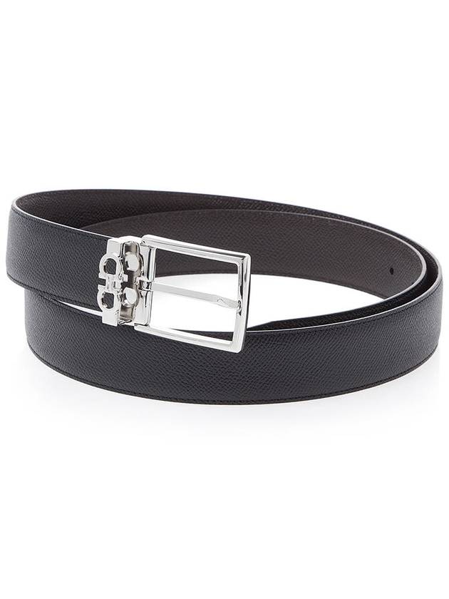 Gancini Reversible Adjustable Leather Belt Dark Brown - SALVATORE FERRAGAMO - BALAAN 3