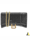 Hourglass Chain Crocodile Embossed Calfskin Medium Wallet Black - BALENCIAGA - BALAAN 2