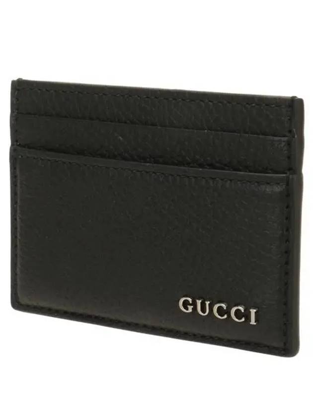 Metal Logo Leather Card Wallet Black - GUCCI - BALAAN 3