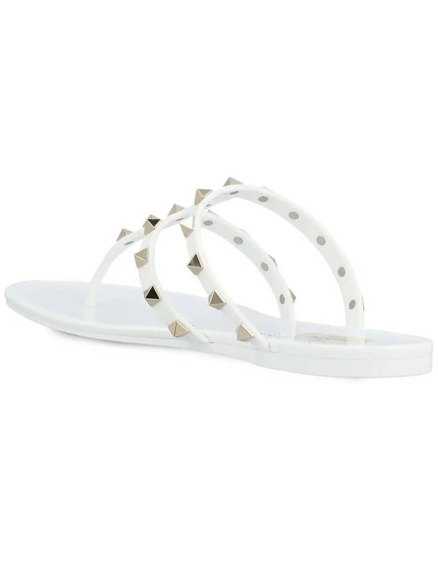 Rockstud Flat Rubber Flip Flops White - VALENTINO - BALAAN 5