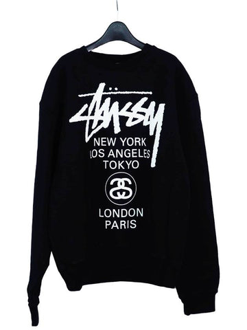 Italian Origin Top Wear World Tour Crew Neck Sweatshirt Black 3913851 - STUSSY - BALAAN 1