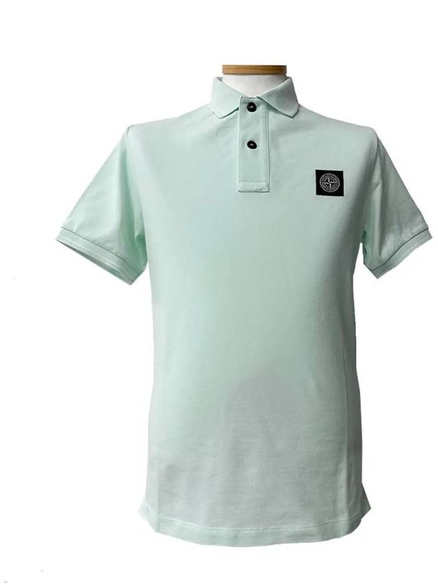 Men's Wappen Patch Stretch Slim Polo Shirt Mint - STONE ISLAND - BALAAN 3