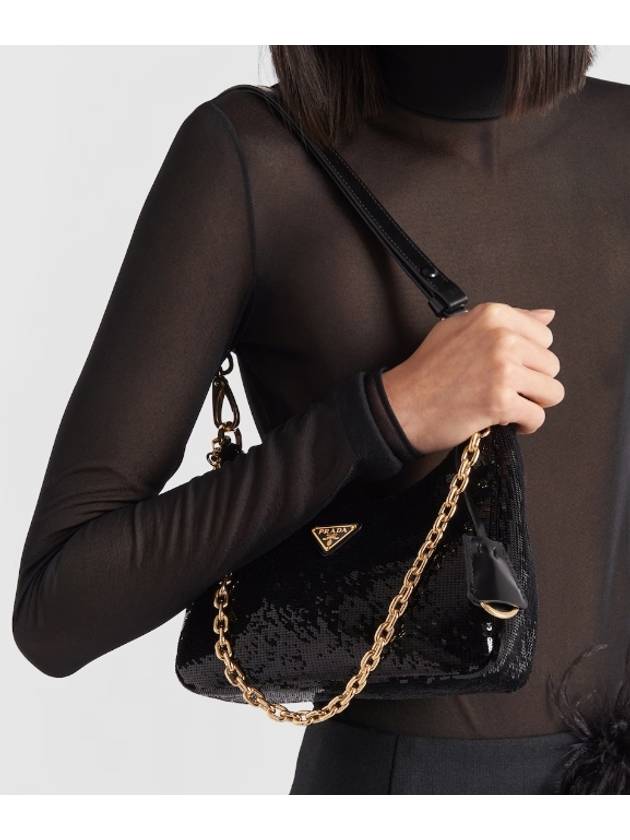 Re-Edition Re-Nylon and Sequin Mini Bag Black - PRADA - BALAAN 2