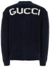 Intarsia Knit Wool Cardigan Navy - GUCCI - BALAAN 4