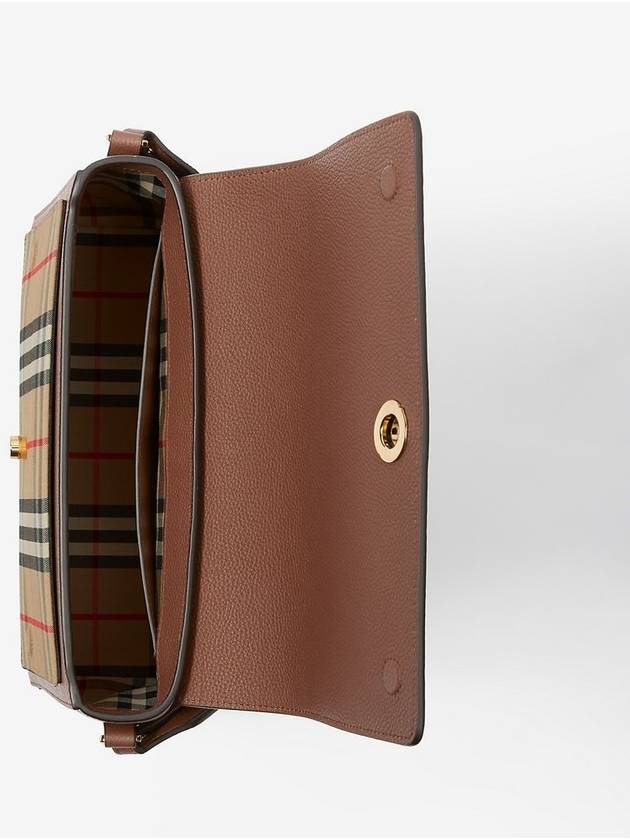 Leather and Vintage Check Note Crossbody Bag Tan - BURBERRY - BALAAN 4