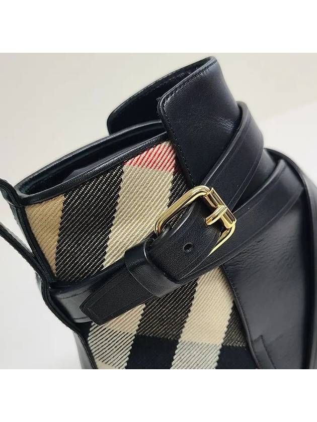 House Checked Leather Chelsea Boots Black - BURBERRY - BALAAN 7