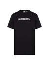 Logo Print Cotton Oversized Short Sleeve T-Shirt Black - BURBERRY - BALAAN 1