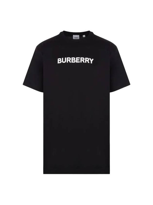 Logo Print Cotton Oversized Short Sleeve T-Shirt Black - BURBERRY - BALAAN 1