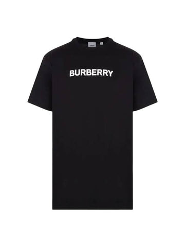 Logo Print Cotton Oversized Short Sleeve T-Shirt Black - BURBERRY - BALAAN 1