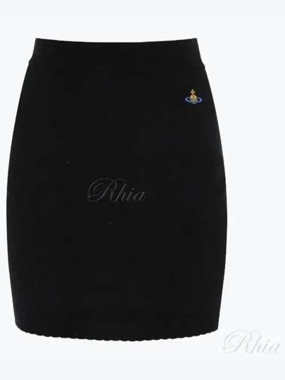 Bea Logo Knit Mini H-Line Skirt Black - VIVIENNE WESTWOOD - BALAAN 2