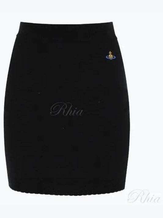 Bea Logo Knit Mini H-Line Skirt Black - VIVIENNE WESTWOOD - BALAAN 2