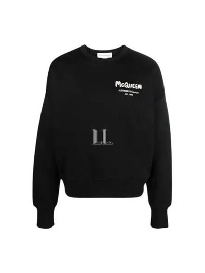 Graffiti Logo Print Sweatshirt Black - ALEXANDER MCQUEEN - BALAAN 2