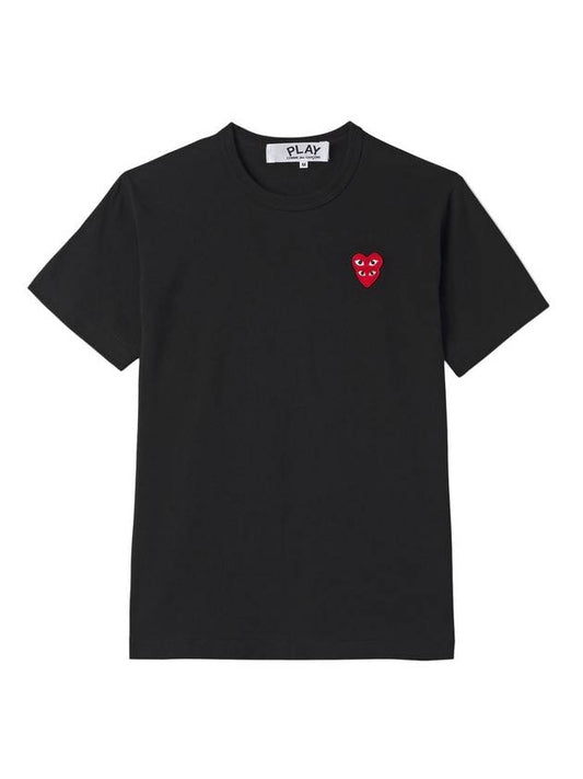 Women's Double Red Waffen Short Sleeve T-Shirt P1 T287 1 Black - COMME DES GARCONS PLAY - BALAAN 1